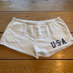 USA White Fleece Shorts